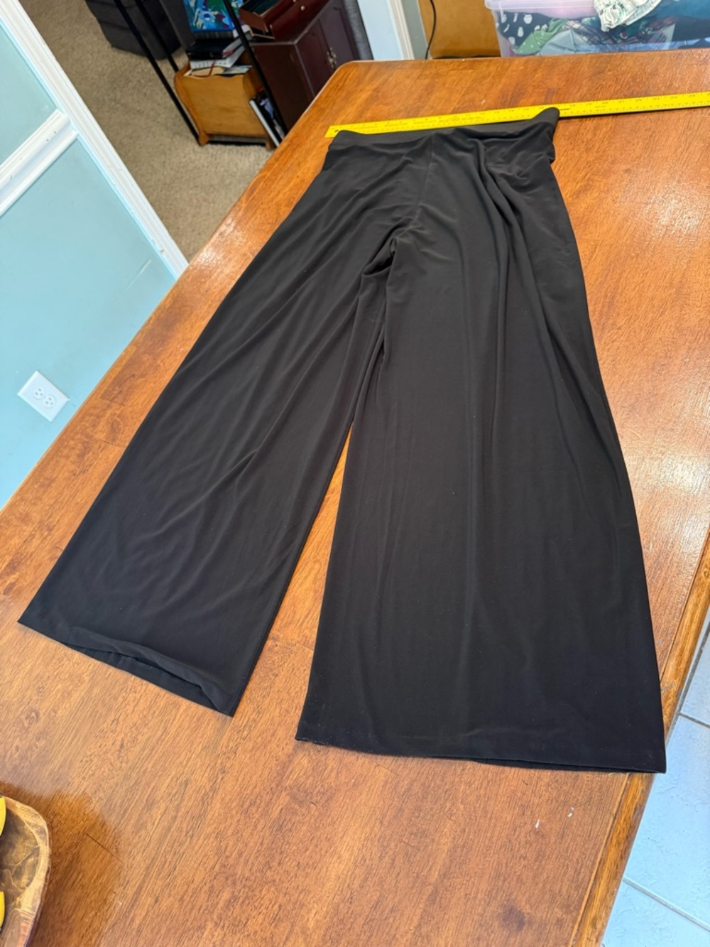 White House Black Market WHBM Pleated Ultra Wide Leg Pants Black Trousers Med - Picture 9 of 10